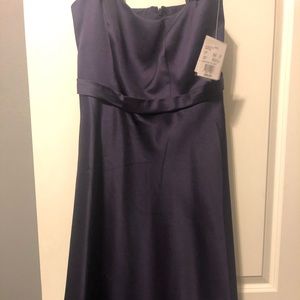 Wide Strap Tea length Lapris Bridesmaids dress